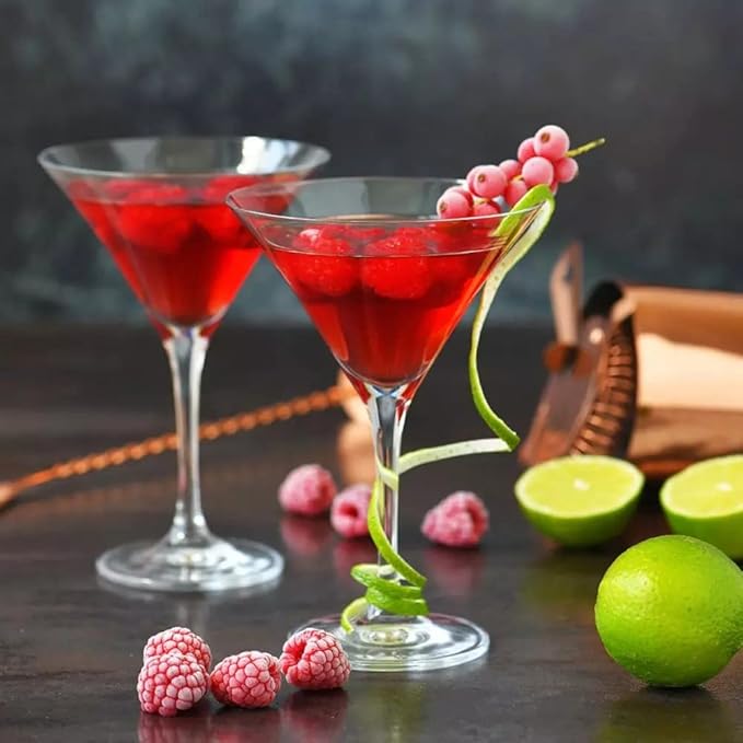 Krosno Martini Cocktail Glasses, Set of 6, 8.1 oz, Avant Garde Collection, Ideal for Cocktails, Frozen Desserts, Dishwasher Safe, Made in Europe