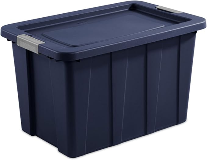 Sterilite 12-Pack Storage Bins with Lids, Heavy Duty Totes, Tuff1, 30 Gallon, Dark Indigo
