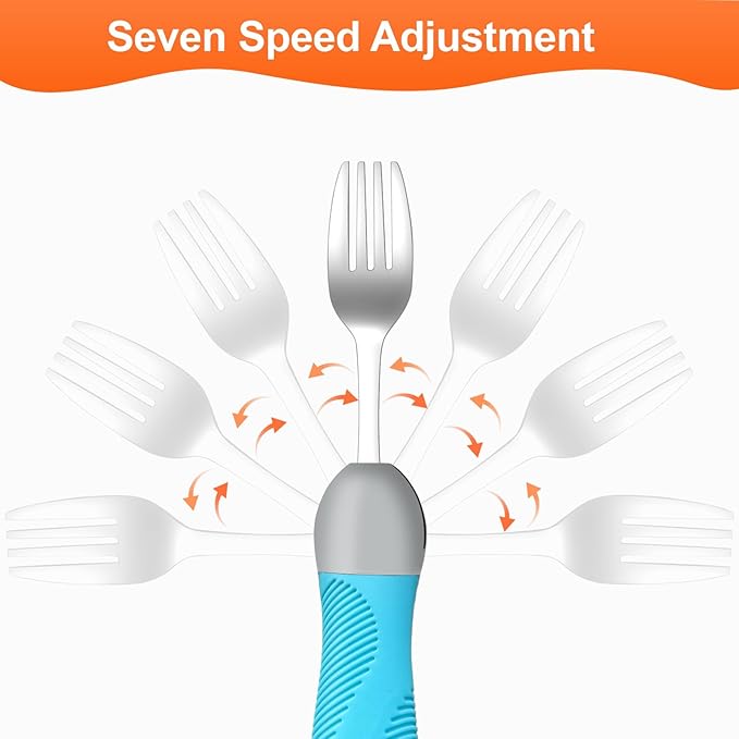 Weighted & Swivel Adaptive Utensils for Hand Tremors,Parkinson‘s - Comfort Grip Silverware Set, Eating Aids for Arthritis, Elderly & Weak Hands (Spoon & Fork)