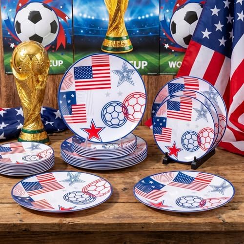 I00000 20 Red and Blue Plastic Soccer Plates, Disposable Plates for Party - Image 5
