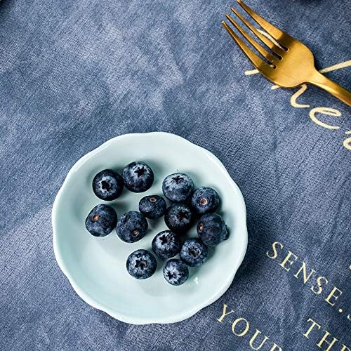 Sizikato 6pcs Light Blue Porcelain Snack Plates, 4-Inch Flower-Shaped Appetizer Plate Dipping Bowl. - Image 4