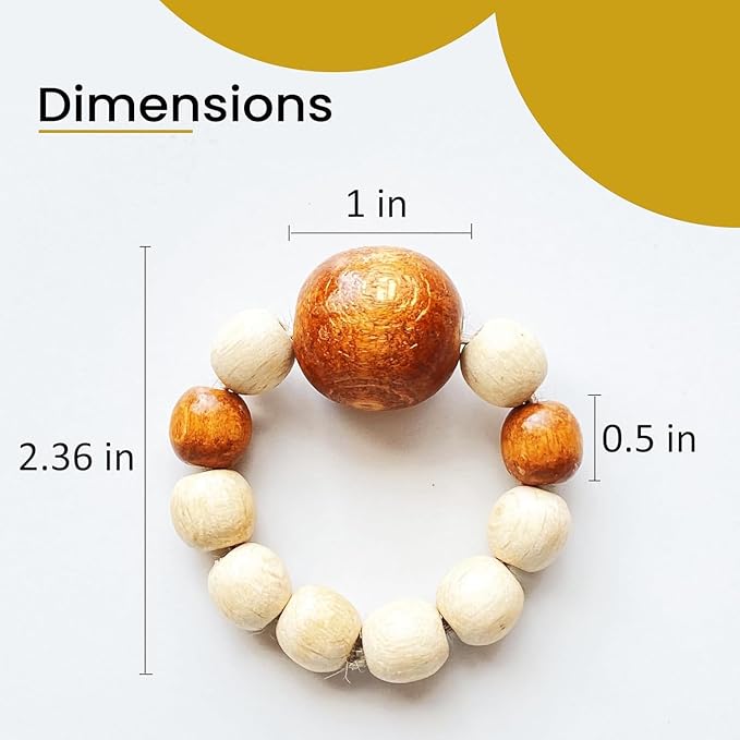 Napkin Rings Set of 6 - Modern Napkin Holder Rings with Wooden Beads | Dinner Napkin Ring for Holiday & Christmas, Birthday Party, & Wedding Decor - Farmhouse Napkin Rings Bulk (Dari)