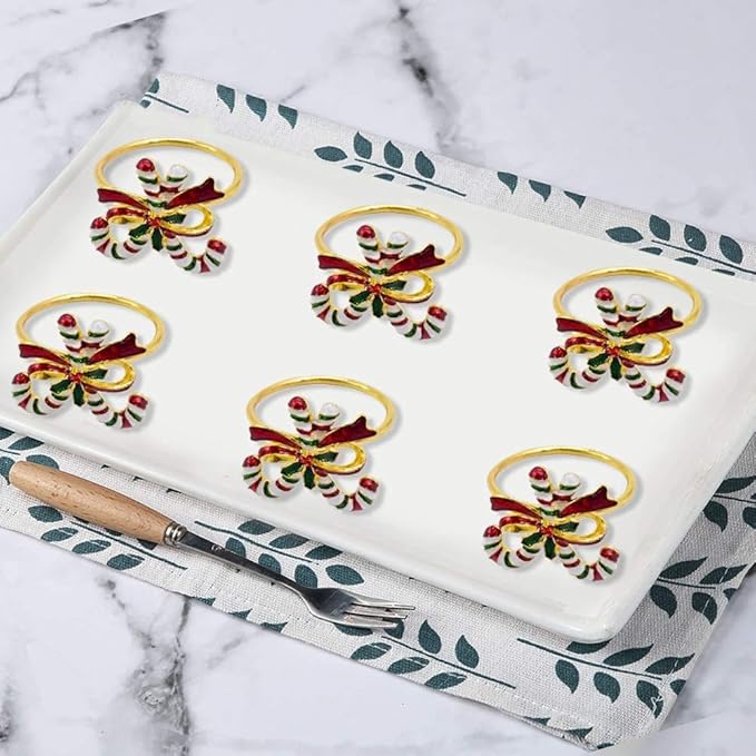 Napkin Rings Set of 6 Napkin Rings for Dinner Party, Wedding, Birthday Christmas, Holidays, Thanksgiving(Crutch)