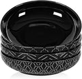 Sureasy Pasta Bowls Set of 4-30oz Large Embossed Salad Bowls, 8.5 Inch Wide and Shallow Plate Bowls, Salad Bowl, Microwave, Oven & Dishwasher Safe, Black
