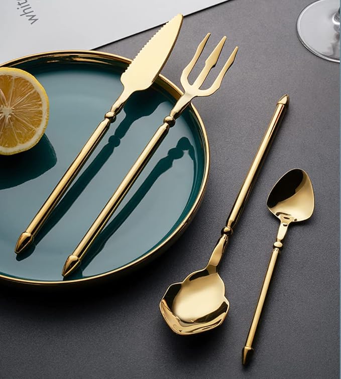 Silverware Set for 16 Durable 18/10 Stainless Steel Flatware Set Creative Styles 64 Piece Modern Cutlery Tableware Utensils Set for Home Kitchen Wedding Restaurant Knives forks and Spoons