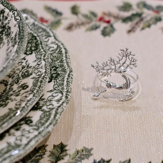 [New Napkin Rings Set of 8 Siliver Set of 8 Napkin Rings Christmas, Holidays, Thanksgiving (Deer-5)