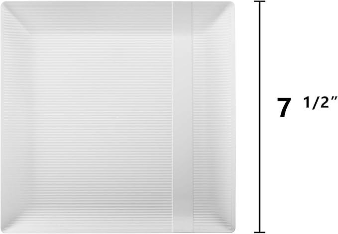 Exquisite Disposable-White-Plastic-Plates-Square Linear (40 Pack) Wedding Dinner Fancy Tableware Dishes (7.5 Inch., White) Single Size Set