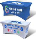 Personalized Table Cloth with Logo Image Customized Tablecloth 4FT/5FT/6FT/8FT Spandex Customized Table Cover Promotional Business Tradeshow Events Birthday Party Wedding (4FT Spandex(Closed back))