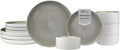 Sango 12 Pieces Stoneware Fluted Dinnerware Set, Modern Cream Dishes for 4, Premium Serving Plates and Bowls Sets, Chip & Scratch Resistant, Ceramic Kitchen Dish, Microwave & Dishwasher Safe, Anderson