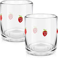 Icon Juice Glasses, 14oz Stemless Wine Drinking Juice Glass Cup for Valentine Party Supplies Gift(2 Pcs,Strawberry)
