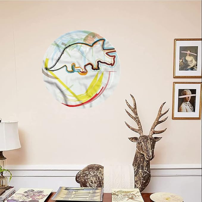 Ceramic Plates, Dinosaur Decorative Ceramic Plates, Triceratops Sketch Lines, 7 Inch, Household Plates Decorative, Multicolor