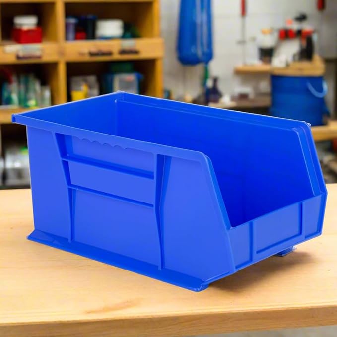 Hudson Exchange 15" x 8" x 7" Plastic Stackable Storage Bin and Hanging Container, Blue