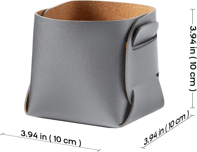HOMIEAZICOZI 2-Pack Cork Leather Desk Accessories Storage - Pencil Pen Holder - Makeup Brush Holder Organizer - Stylish Addition to Home Decor (Gray)