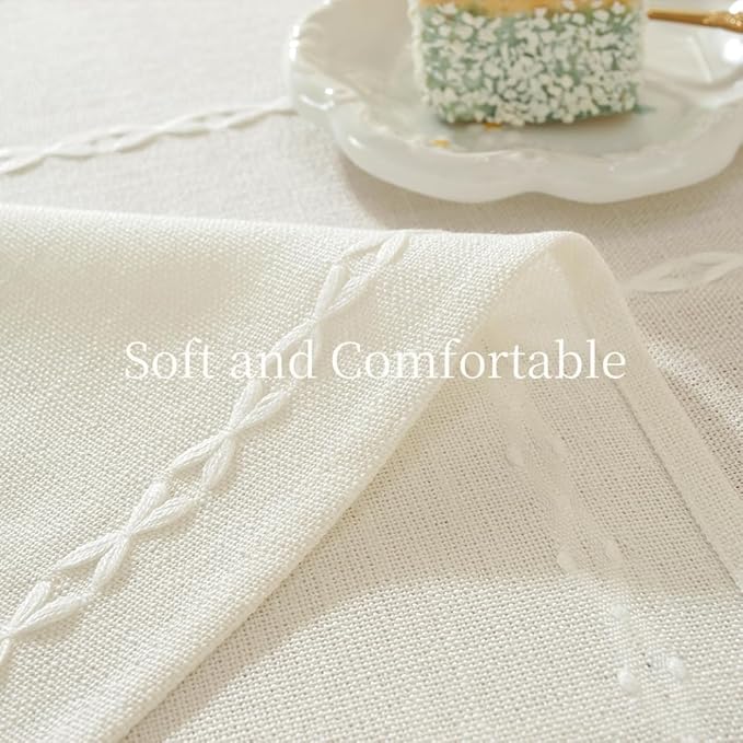 Zobesta White Table Cloth Rectangle 53 x 70 Inch, Cotton White Tablecloth Rectangle Heavy Weight Washable Farmhouse Soft Boho Tablecloth for Party, Holiday, Picnic, Dining, Outdoor,Wedding