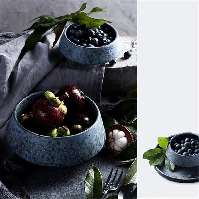 Bowls Japanese Style Irregular Noodle Bowls Fruit Salad Noodle Soup Bowl Dinnerware Set Ceramic Bowls Tableware(Large)