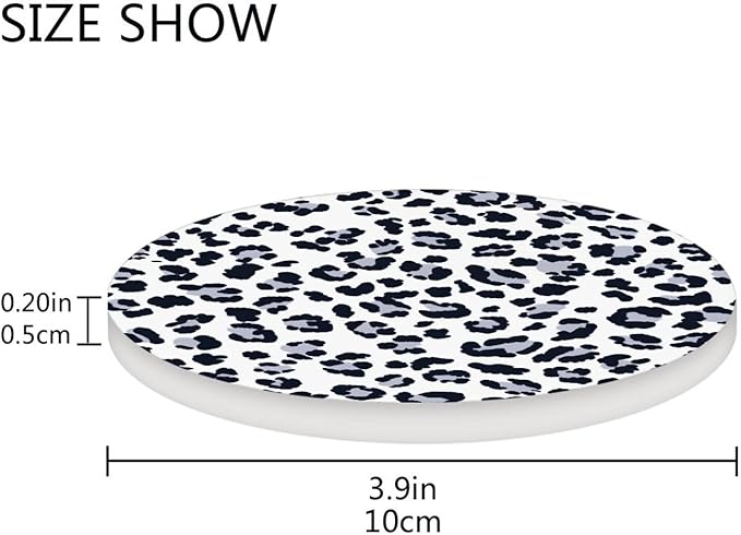 Coasters for Drinks Coaster Drink Set Decorative Coffee Table Desk Cup Mat Spring Cute Cork Bar Backing Round Home Decor Grey Leopard Print30