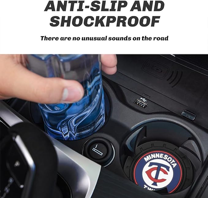Silicone Twins Car Cup Holder Coasters,Baseball Fans Car Coasters for Minnesota Twins Fans, Non-Slip Universal Fit Cup Holder Insert
