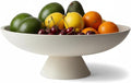 12" White Concrete Fruit Bowl - Modern Minimalist Concrete Decorative Bowl for Kitchen Counter, Living Room Coffee Table Storage