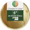 Charity Leaf Disposable Palm Leaf 6" Round Bowl (200 pcs) Dipping Bowls | Bamboo Like| All Natural and Biodegradable | Charcuterie Boards, BBQs, and Parties