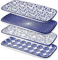 Selamica Ceramic 12 Inch Serving Platters Set of 4, Vintage Blue by Selamica