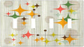 Light Switch Cover Mid Century Modern Retro Stars 4 Gang Switch Plate Quad Toggle Wall Plates Decorative Switchplate Electrical Outlet Cover for Bathroom Bedroom Decor