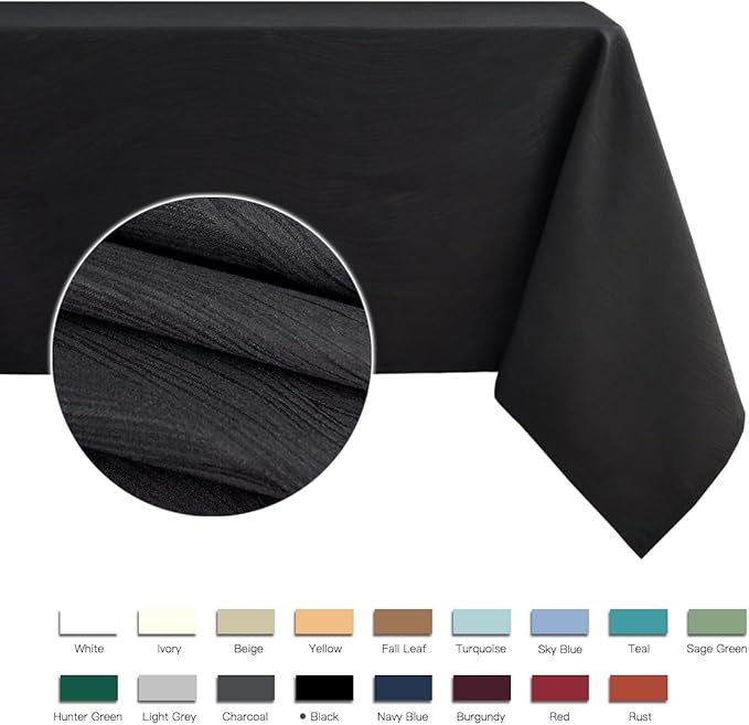 maxmill Jacquard Tablecloth Swirl Design Water Resistance Antiwrinkle Heavy Weight Soft Table Cloth for Buffet Banquet Parties Event Holiday Dinner Square 52 x 52 Inch Black