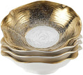 Salad Bowls of 4-8.5 Inch pasta bowl set，Decorative Ceramic Serving Bowl for Kitchen Counter, Versatile Dinnerware for Restaurant Plating & Home Dining(White with Golden)