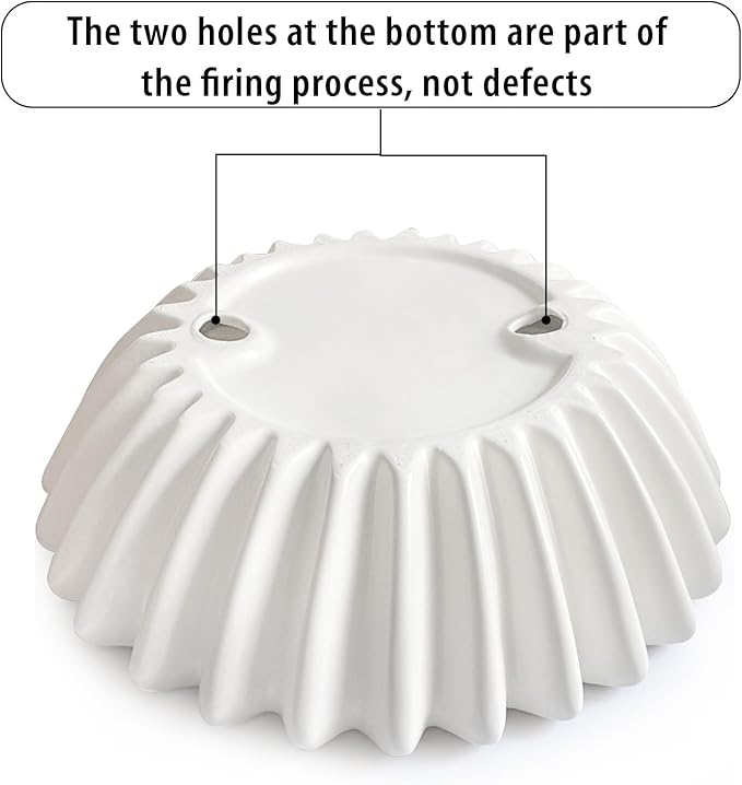 Small Ceramic Bowl Ivory Decorative Bowl, Modern Home Decor Centerpiece 6 Inches Key Jewelry Ruffle Fluted Scalloped Bowl