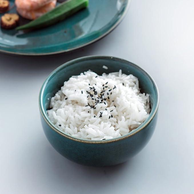 UNICASA Ceramic Small Bowls Set of 4, Porcelain Reactive Glaze Rice & Dessert Bowls, 8 OZ Each - Dishwasher & Microwave Safe (Teal)