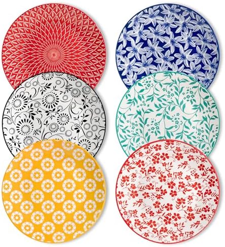 vancasso 8.25" Vintage Ceramic Salad Plates Set of 6, Muted by vancasso
