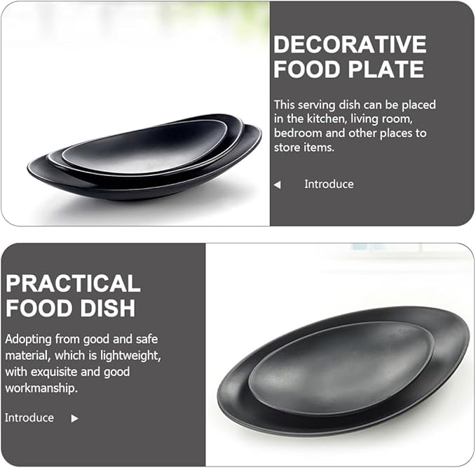 2Pcs Black Melamine Decorative Food Plates for Sushi and Dessert Wear-resistant Japanese-style Serving Trays for Parties Restaurants and Family Gatherings