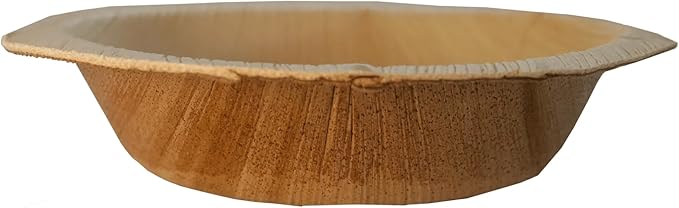 Harshu Areca Round Flatware - 20 Pack, Biodegradable Palm Leaf Plates, Eco-Friendly Disposable Tableware for Parties, Events, and Catering (Round Bowl, 5" (13cm) - 20 Pack)
