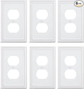 6-Pack Duplex Outlet Cover Plate, Pure White Metal Wall Plates for Electrical Outlets, 1 Gang Receptacle Light Switch Cover, Pearls Decorative Switch Plates and Outlet Covers