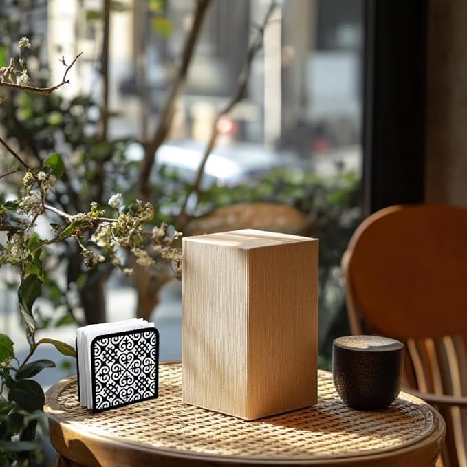 Retro Pattern Decorative Black Metal Napkin Holder for Table, 4.9" x 4.9" x 1.9" Standing Napkin Holder for Home Kitchen Restaurant Picnic Party Coffee Bar Dining Room