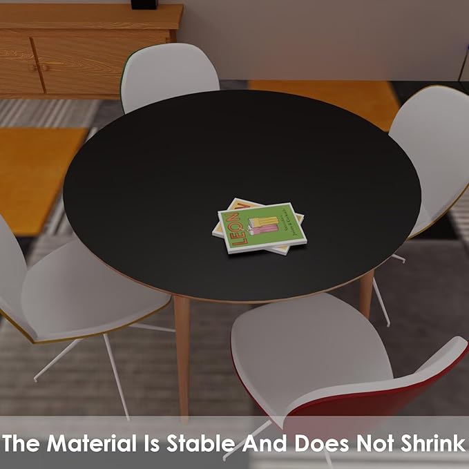 Round Table Pad,1.8mm Thick,Dia.51 Inch,Round Leather Table Cover,Round Table Protector,Round Dining Table Protector,Round Table Top Protector.(Dia.51,Black+Black)