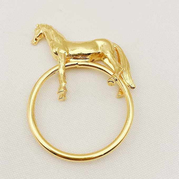 Standing Horse Shape Napkin Ring Metal Napkin Buckle Napkin Hotel/Hotel Supplies Napkin Rings Set of 12 - Gold