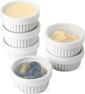 LE TAUCI Ramekins with Silicone Lids, 4 OZ Ceramic Soufflé Dishes, Ramekin Bowls for Crème Brûlée, Dessert, Dips, Oven & Microwave Safe, Set of 6, White