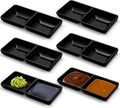 6 Pcs Dual Dipping Sauce Bowls Soy Sauce Dish Bowls Two Compartments Party Trays Divided Fondue Plates for Restaurant Kitchen Sushi Soy