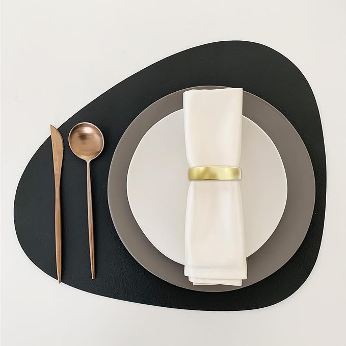 Stainless Steel Golden Napkin Rings Set of 12, Modernist Napkin Ring Holder for Wedding, Banquet, Metallic Adornment for Table Settings, Glossy Serviette Buckles Decor (Matte Gold Semicircle)