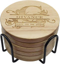 Personalized Wooden Coasters, Custom Engraved Monogram Coasters - Set of 6 (XL)