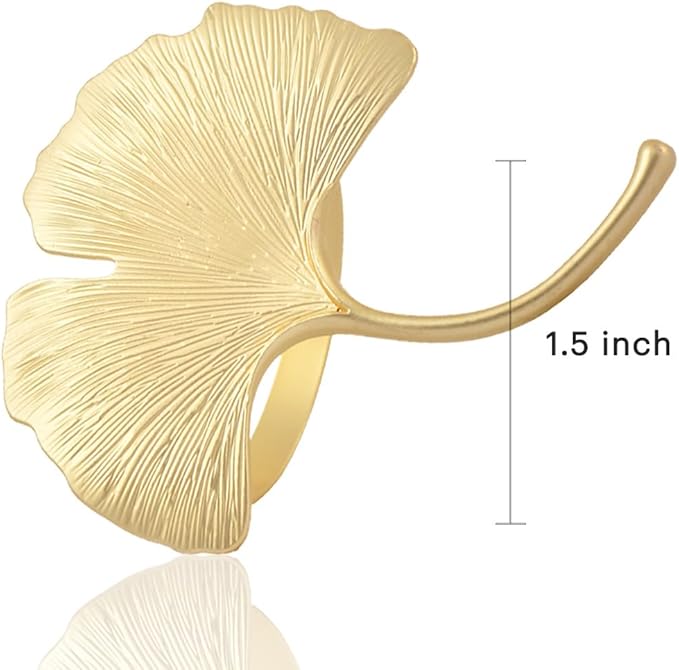 Decozen Set of 16 Gold Napkin Rings in Leaf Design, Festive, Table Decor Setting for Holiday, Wedding, Birthday, Kitchen, Home Decor, Housewarming Gift - Mothers Day Decorations