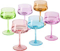Colored Martini Glasses Set of 6, 13 oz large Coupe Glass, Premium Crystal Cocktail Glasses, Martini Glasses,Champagne Glasses, Handblown Drinkware Set-Wedding,Birthday Gifts