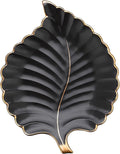 VanEnjoy Candy Dishes Decorative, Key Bowl for Entryway Table, Black Ceramic Bowl Decorative, Decorative Bowl for Keys, Leaf Jewelry Plate Tray