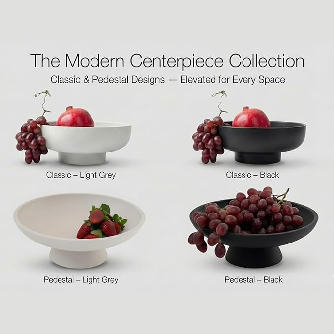 12" Concrete Fruit bowl for Kitchen Counter, Coffee Table Decor, Decorative Key Bowl, Home Décor Accents, Kitchen Counter Decor Black