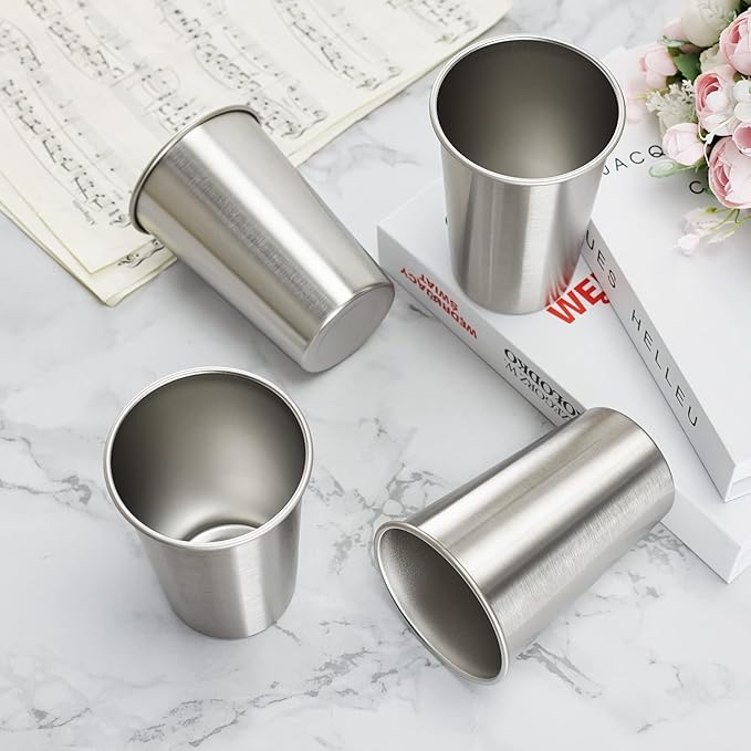 12 Pack 24oz Stainless Steel Pint Cup,Healthy Unbreakable and Stackable,Metal Drinking Glasses