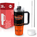 Cincinnati 30 oz Tumbler with Handle and Straw,Car cup,Coffee Mug,100% Leakproof Insulated Tumbler with Lid and Straw,Made of Stainless Steel,Cup Holder Friendly Base,Classic Collection Gifts for Fans