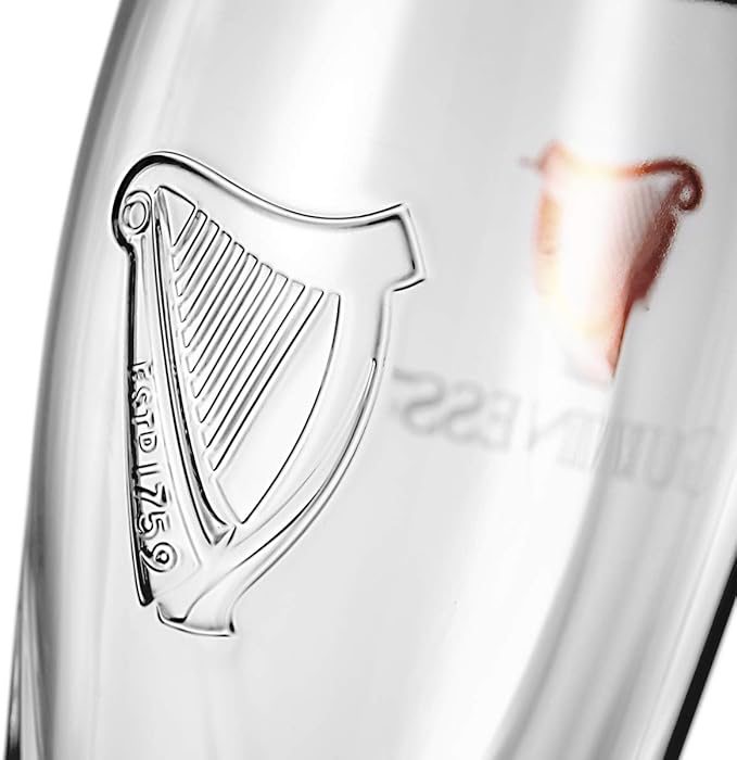 Guinness Gravity Official Beer Pint Glass | Large 20oz Pints Drinking Thick Beer Glasses Beer 20 oz Glasses