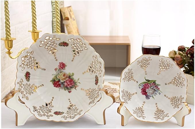 Artliving Display Stand Easel Bowl Stand for Display Large Deep Bowls, Platters and Deep Dishes White Gold