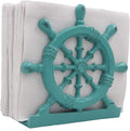 THDC Nautical Napkin Holder, Lunch, Dinner, Nautical Collection Napkin Holder, Made of Metal (Wheel Distressed Green)
