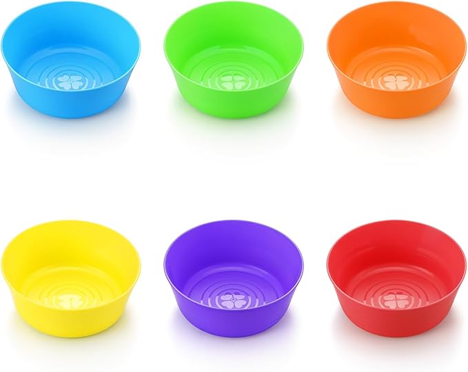 24 Pack Plastic Bowls, 11 Oz Colorful Toddler Bowl Set, BPA Free Small Dessert Bowls Unbreakable Small Snack Cereal Bowl, Dishwasher Safe, 6 Assorted Colors